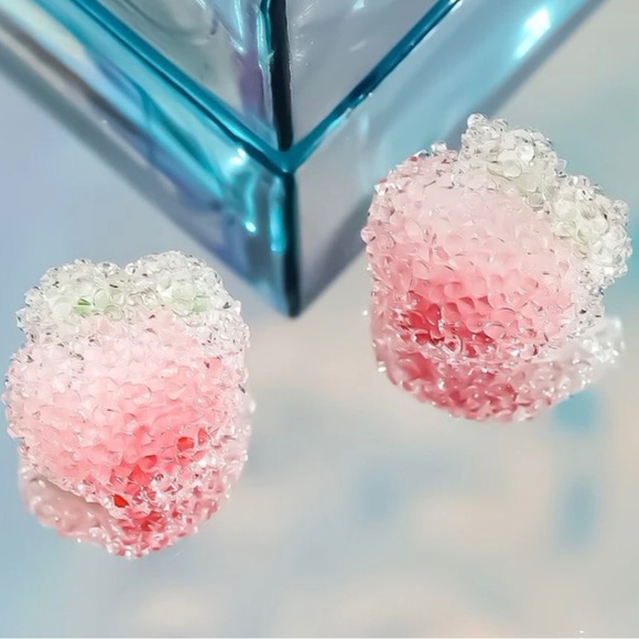 “Candied Peaches” Crystalline Crystal Gumdrop Glimmer Ombre Fruit Classy Earring - Picture 1 of 3